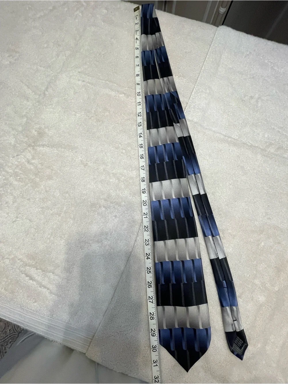croft & barrow Blue and Gray Block-Pattern Tie